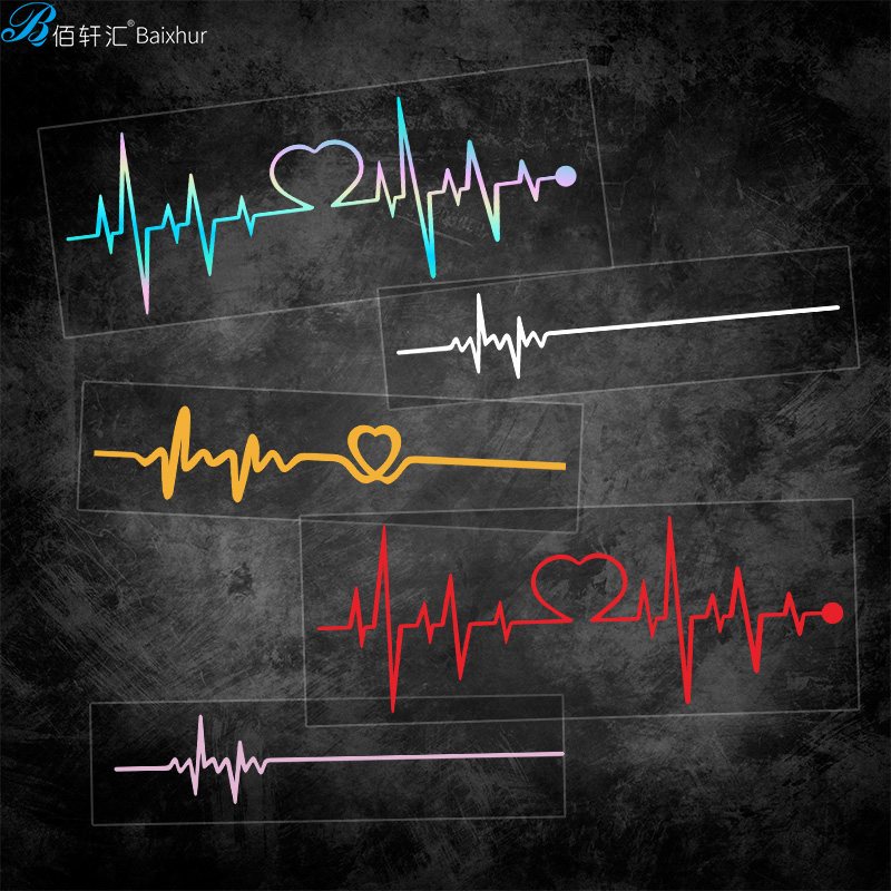 声波心电图汽车车贴创意个性趣味电动车摩托车三角窗划痕装饰贴纸