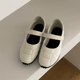 韩版2024新款小众简约白色真皮保龄球鞋软底舒适魔术贴芭蕾休闲鞋
