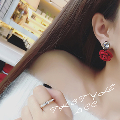 韩国气质花朵水晶耳钉耳环韩版时尚女士配饰装饰品长款耳圈耳饰