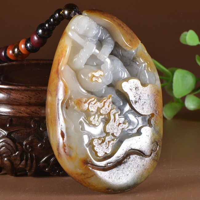 和田玉 大圣灭火 把件252克