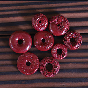 新款高含量紫金砂平安扣小扣子朱砂散珠男女款本命年饰品配件挂件