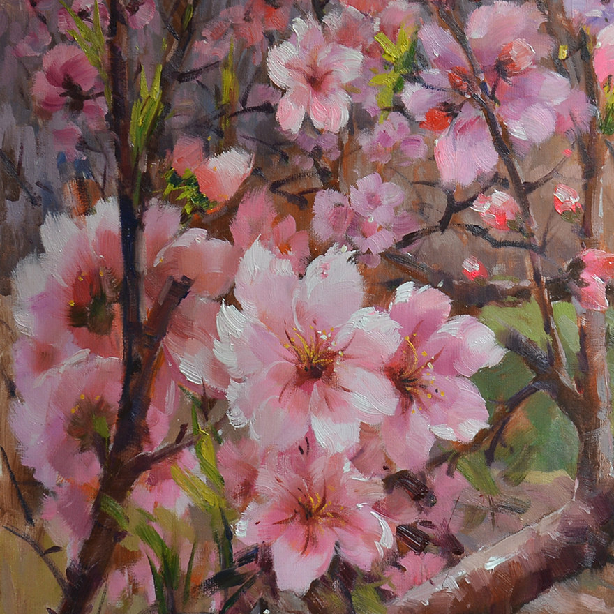 罗国玉120x120《 桃花运》 知名油画家 【红蜓艺术】