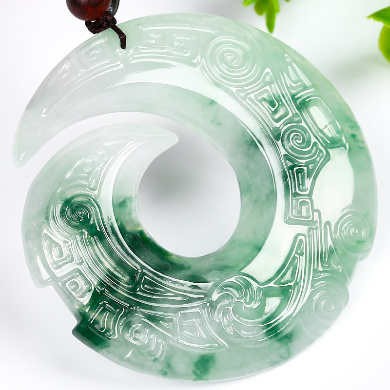 缅甸天然翡翠a货冰糯种飘花时来运转吊坠31.33g