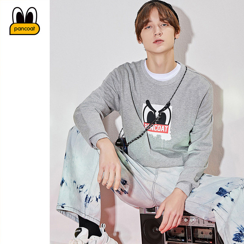 pancoat官方2021新款无帽男生卫衣ins潮牌圆领宽松潮流百搭春款