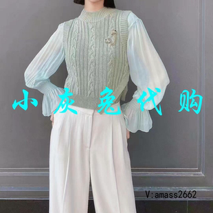 小灰兔代购欧阿玛施女装2023春秋款半高领不规则马甲背心5399380