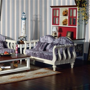 新品塞尔玛 实木沙发组合 新中式胡桃实木家具布艺木质沙发客厅00