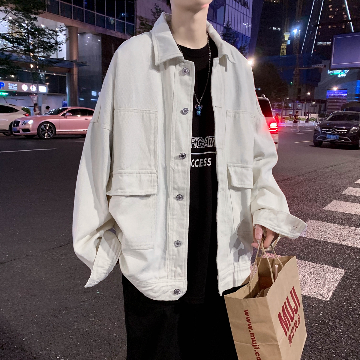 牛仔外套男白色