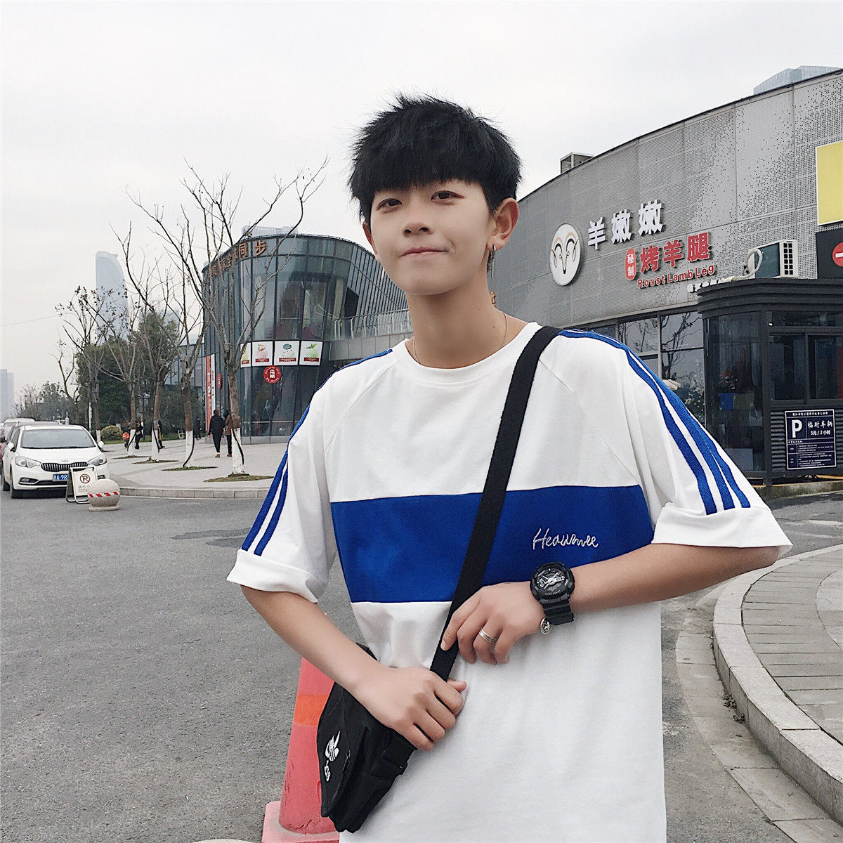 5分袖t恤男中袖