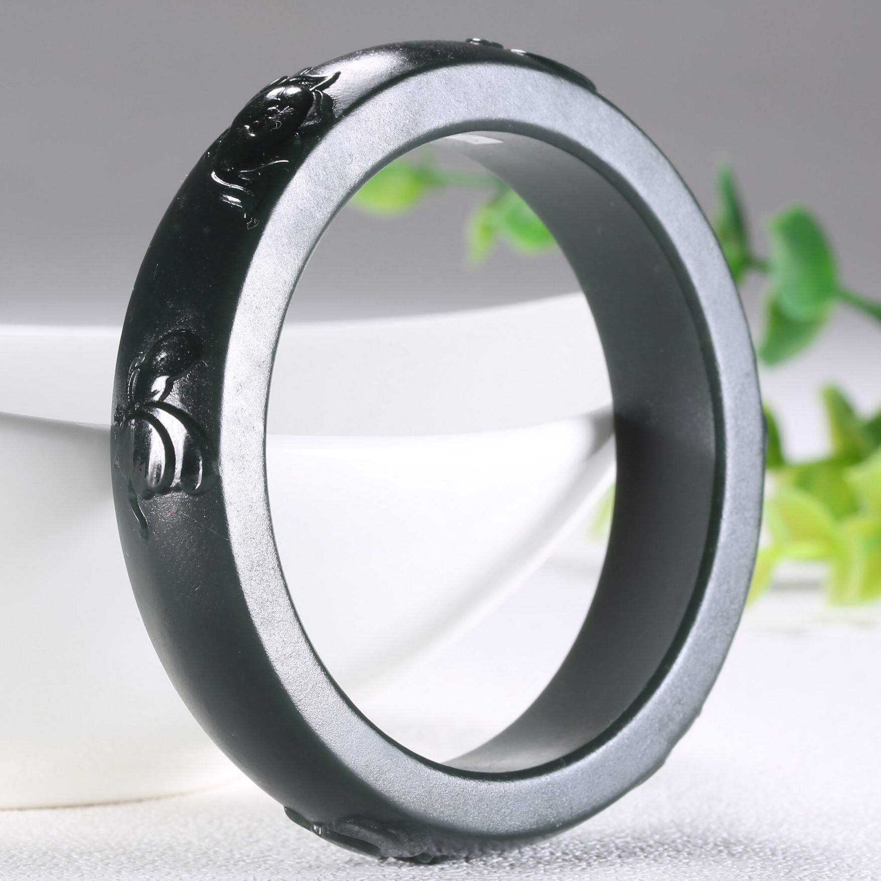 【腕上风情】一级细料 和田玉塔青手镯 内径59mm74克