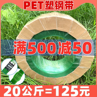 PET塑钢打包带 塑料手工机用带条绿色1608编织捆扎捆绑包装带批发