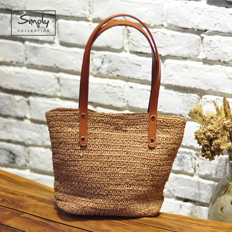 simply拉菲草包编织包田园风精品女包单肩手提包女夏季气质托特包