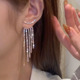 长款耳环女流苏水钻高级感925银针耳钉个性新款金色设计感耳饰品