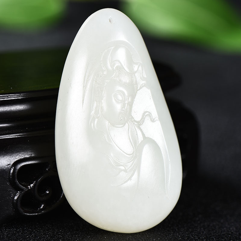 【侧脸观音】精工雕刻和田玉白玉 观音 挂件 19.221克