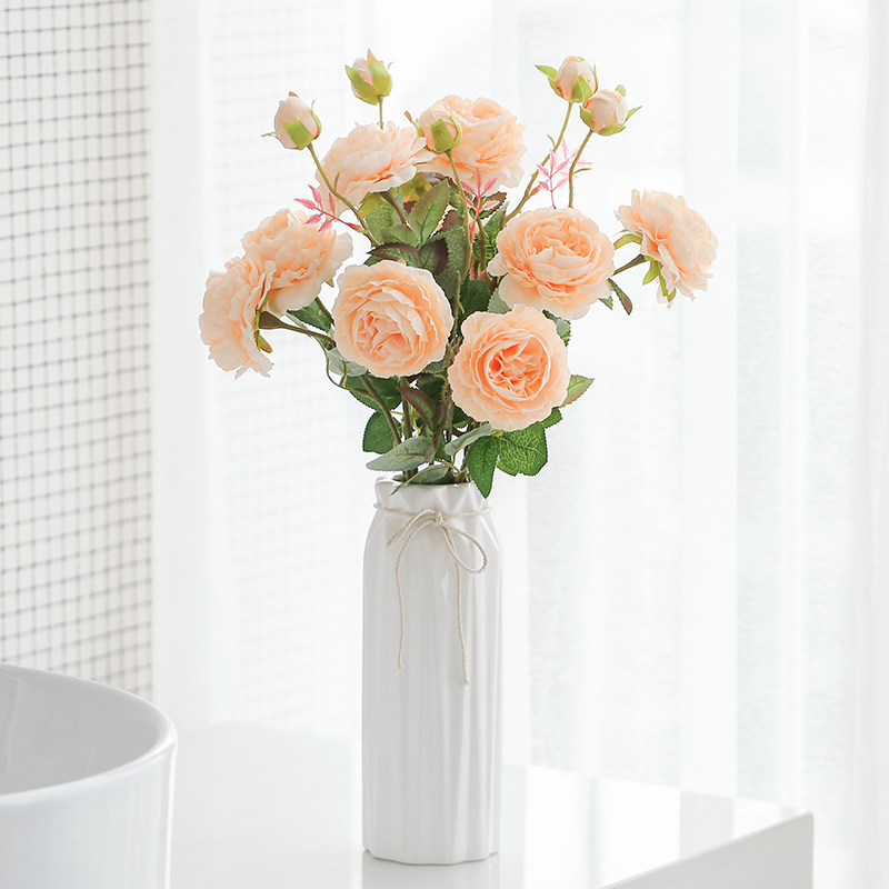 仿真牡丹花假花家居客厅装饰套装餐桌摆件玫瑰花束婚庆花瓶插花