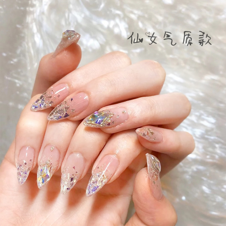 店主推荐指甲甲片手工成品美甲中长尖头杏仁美甲工具