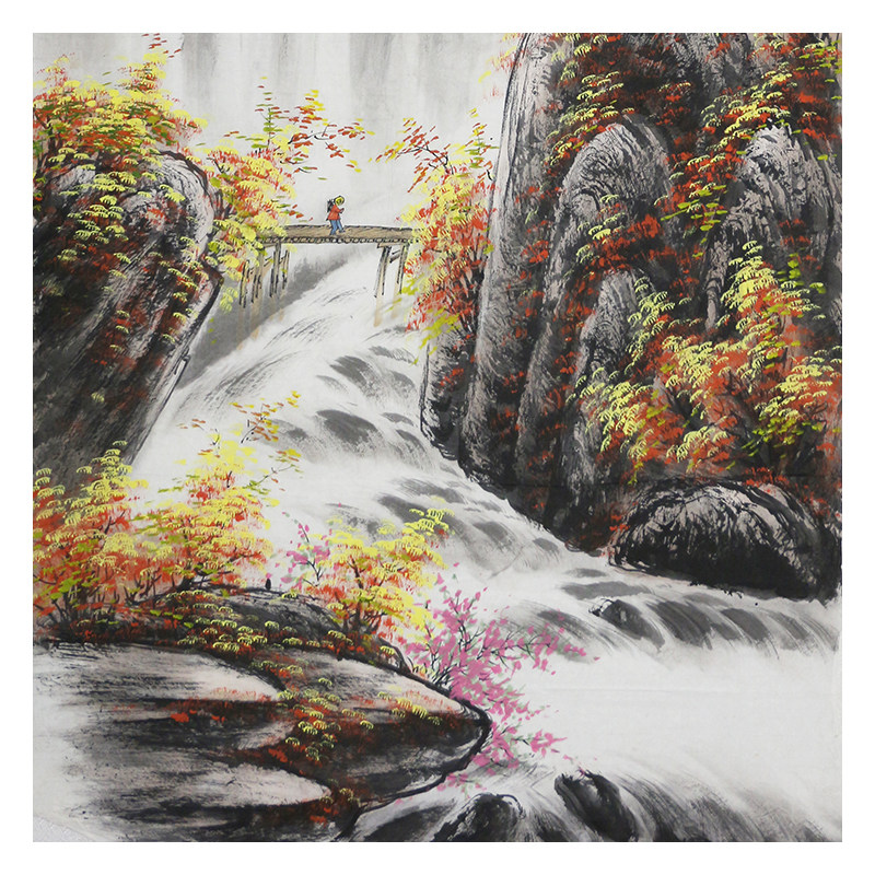 吴增《又见满山红》夜现观音68x136cm