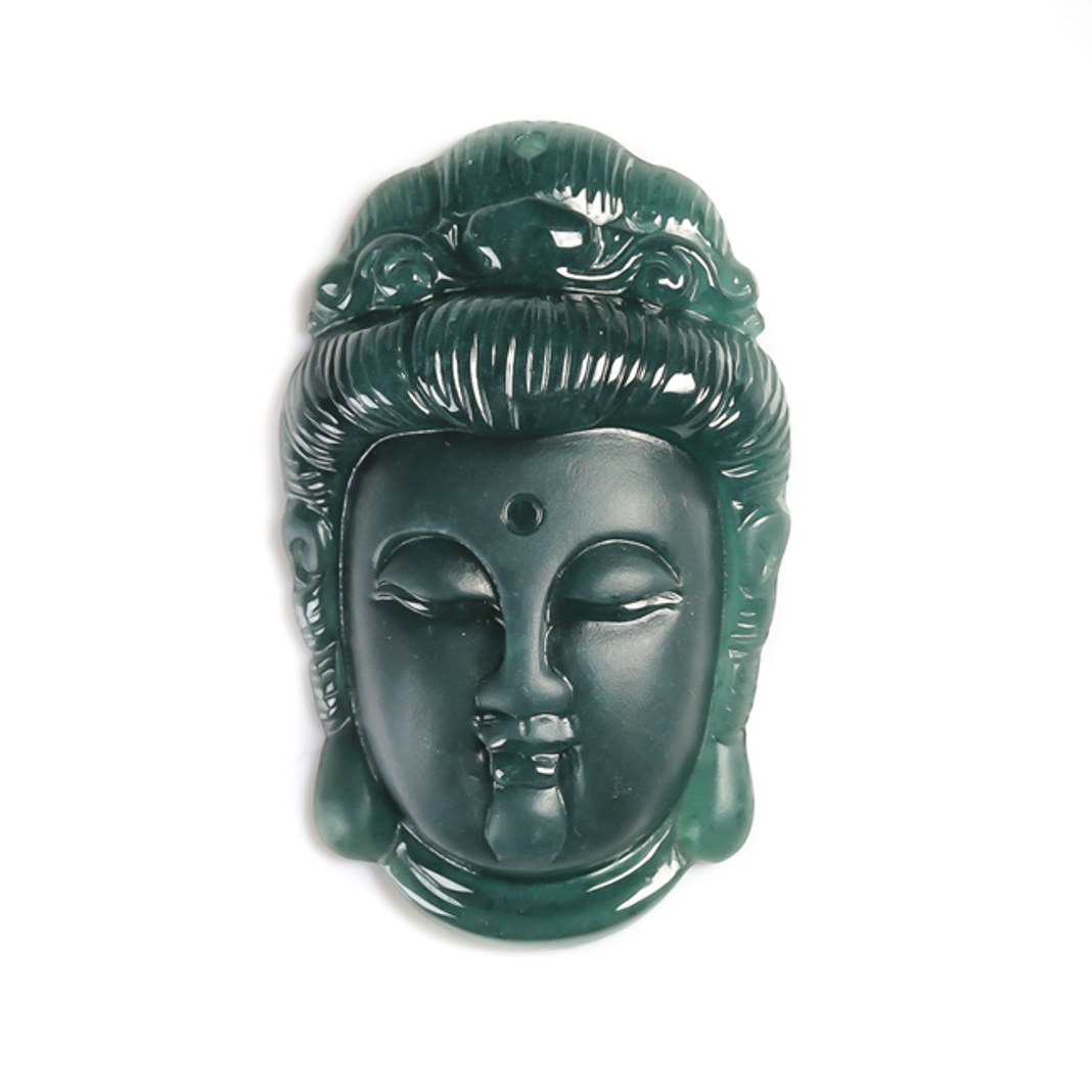 翡翠a货冰润蓝水观音头吊坠7.34克