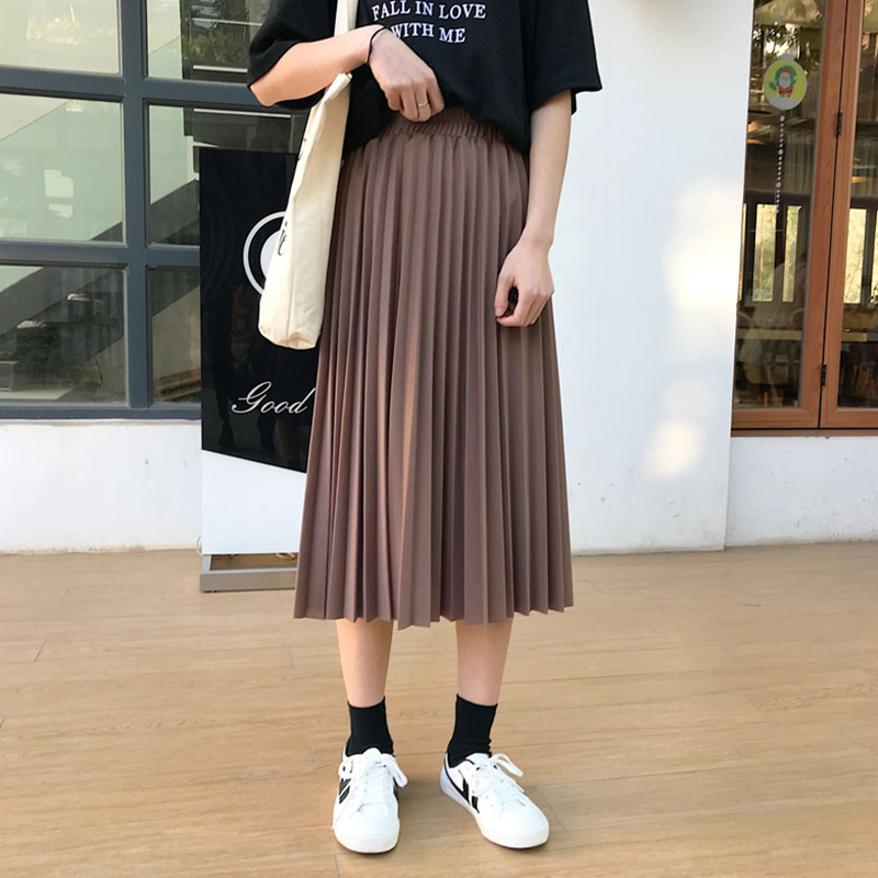高腰半身裙女春秋2020新款百搭复古宽松学生中长款a字百褶裙长裙|ruв категории Женская одежда, юбка - от Buy2taobao.com для оказания профессиональной услуги покупки агента Taobao