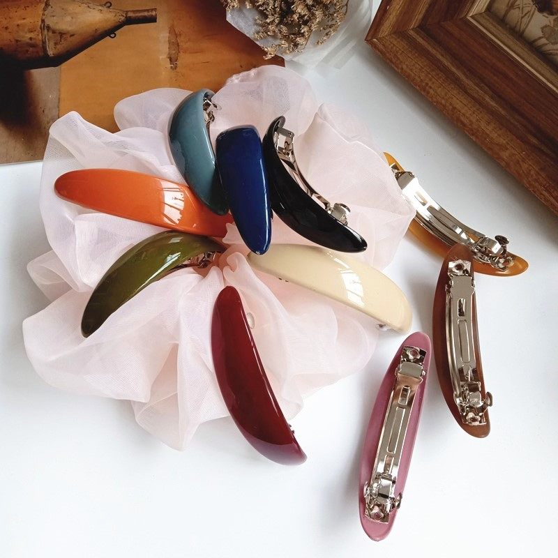 月亮弹簧夹法式复古油画发夹弯弓马尾夹夹子头饰少女发夹后脑勺女