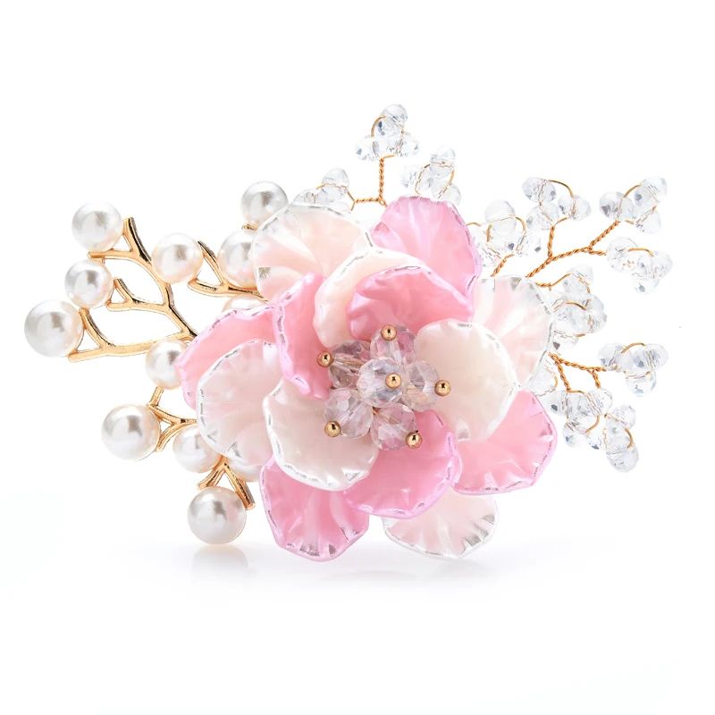 Wuli&baby Handmade Crystal Flower Brooches For Women Designe