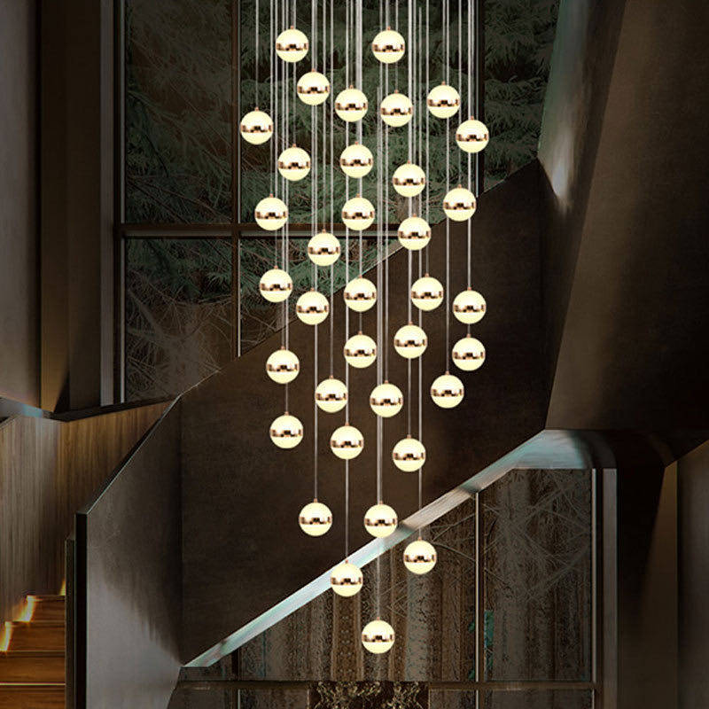 楼梯长吊灯 现代简约大气北欧客厅灯个性餐厅灯复式别墅旋转吊灯