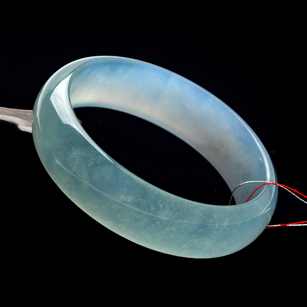 5mm玻璃种蓝水翡翠贵妃手镯53.0g s843