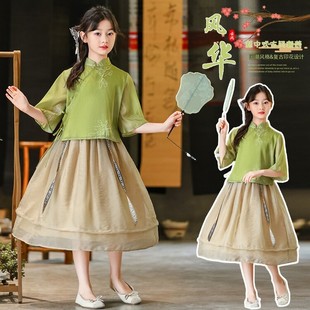 女童汉服裙子套装夏季2024新款儿童新中式国风唐装女孩古风连衣裙