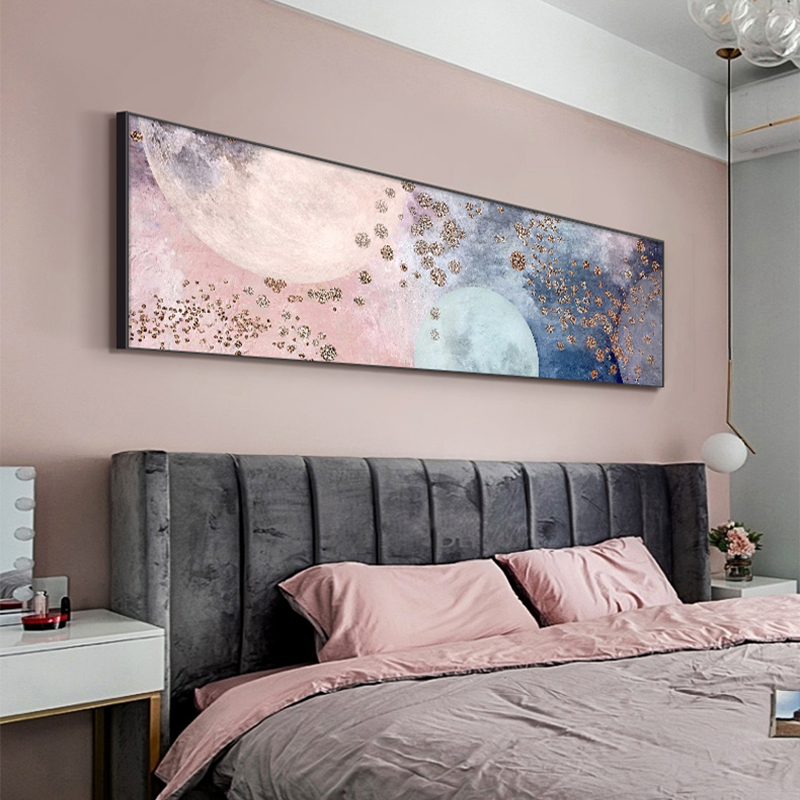 卧室挂画现代简约沙发背景墙唯美星空装饰画样板间小清新艺术墙画