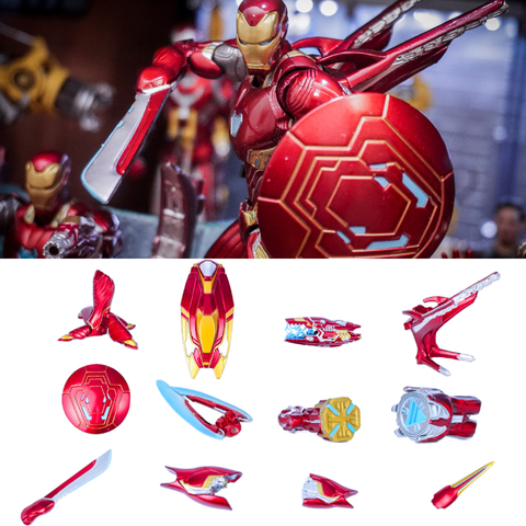 1/12兵人配件shf钢铁战甲mk50纳米武器包马克85侠6寸手办模型盾牌