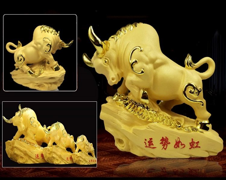 运势如虹摆件沙金金牛工艺品2021年生肖送客客户摆件