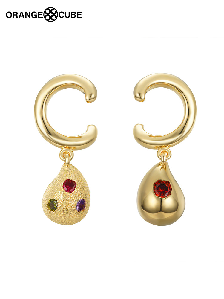 包邮orangecube秘境森林雨滴耳环925银耳坠女轻奢18k金耳饰防过敏