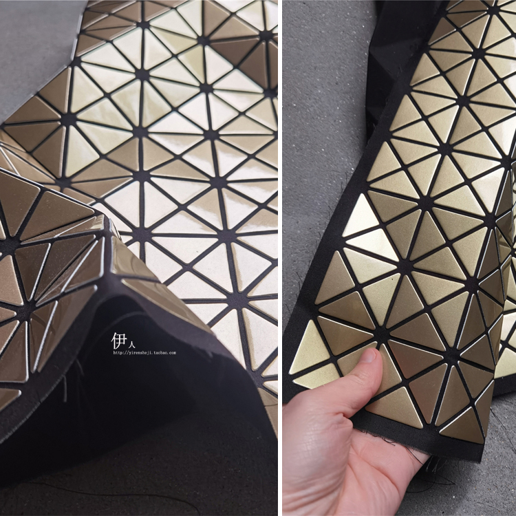 原创浅金三宅一生镜面款面料设计师造型个性包包材料辅料装饰面料