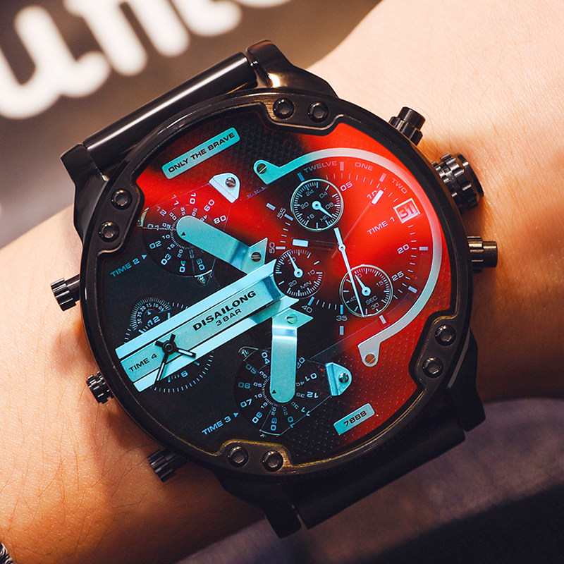 迪赛龙正品大表盘手表男欧美超大潮男偏光个性时尚极光梦魇石英表