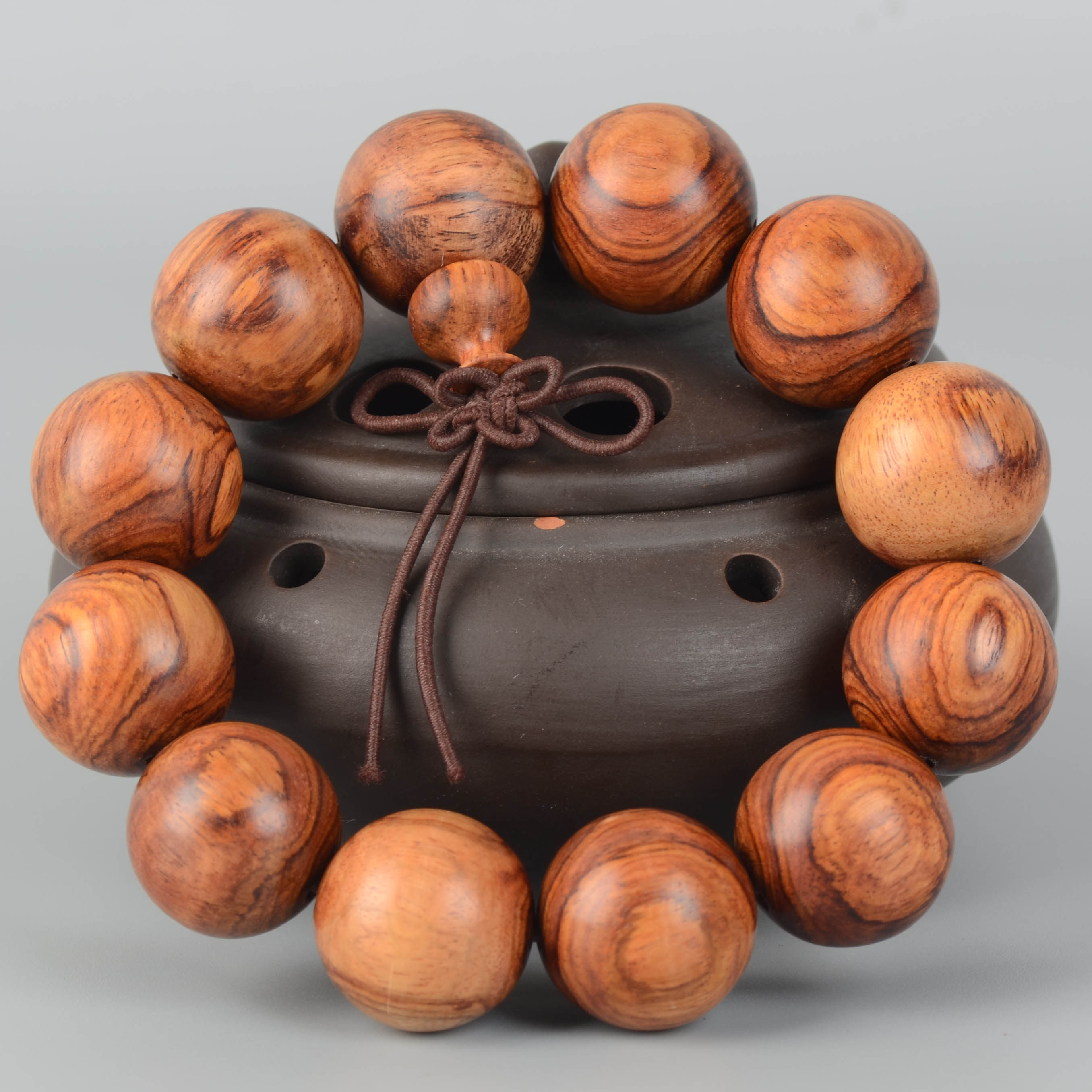 取芯 降香黄檀佛珠 虎皮纹 颗颗对眼 花纹绚丽 19mm 33g