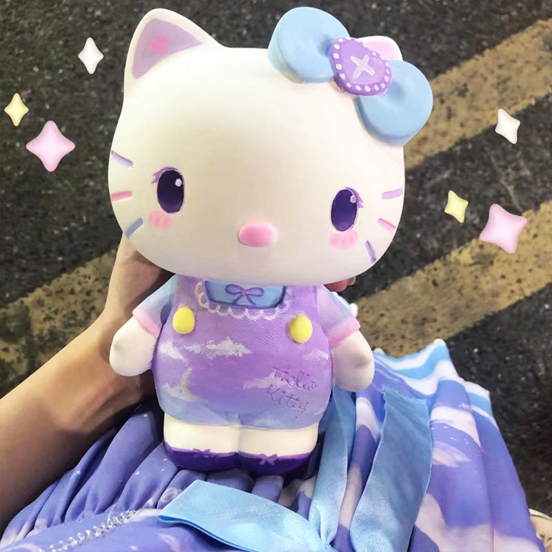 涂色石膏娃娃白胚diy手工涂鸦彩绘hellokitty上色存钱罐七夕礼物