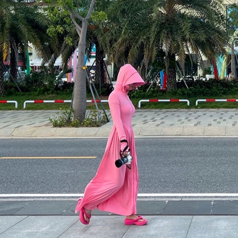 防晒衣女夏季2024新款冰丝轻薄透气防紫外线超长款防晒服修身外套