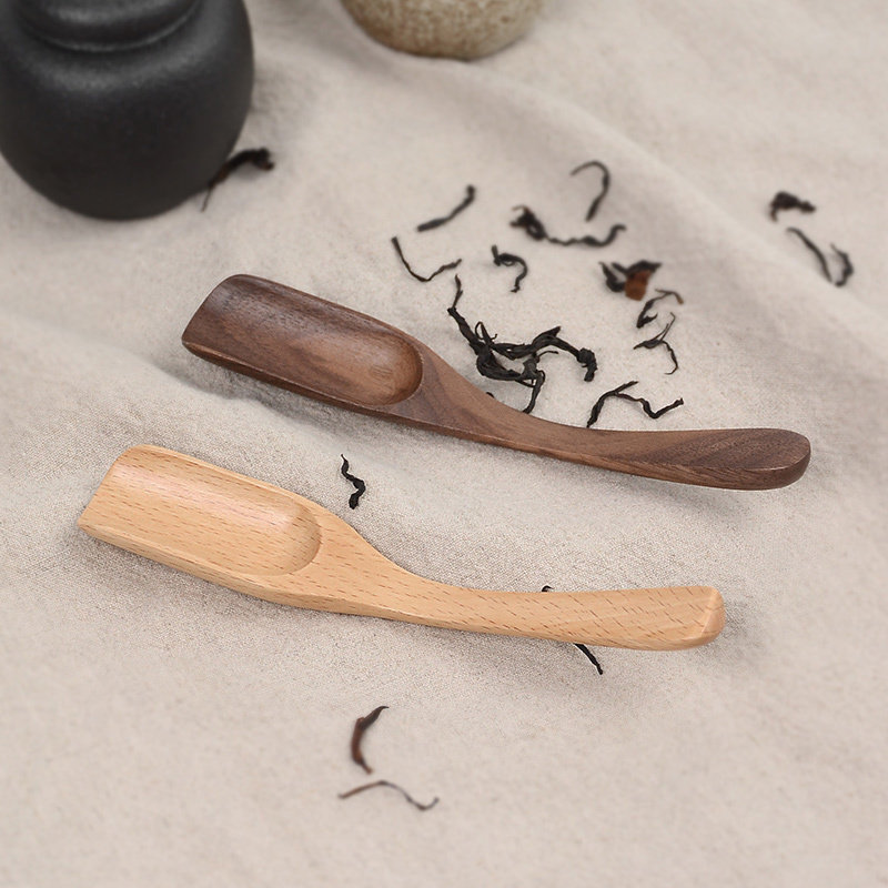 榉木黑胡桃木茶勺茶匙整木调料勺