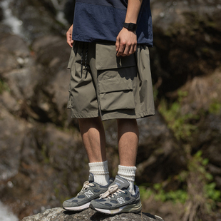 时间计划大口袋山系机能美式工装短裤男夏季工装风宽松休闲五分裤