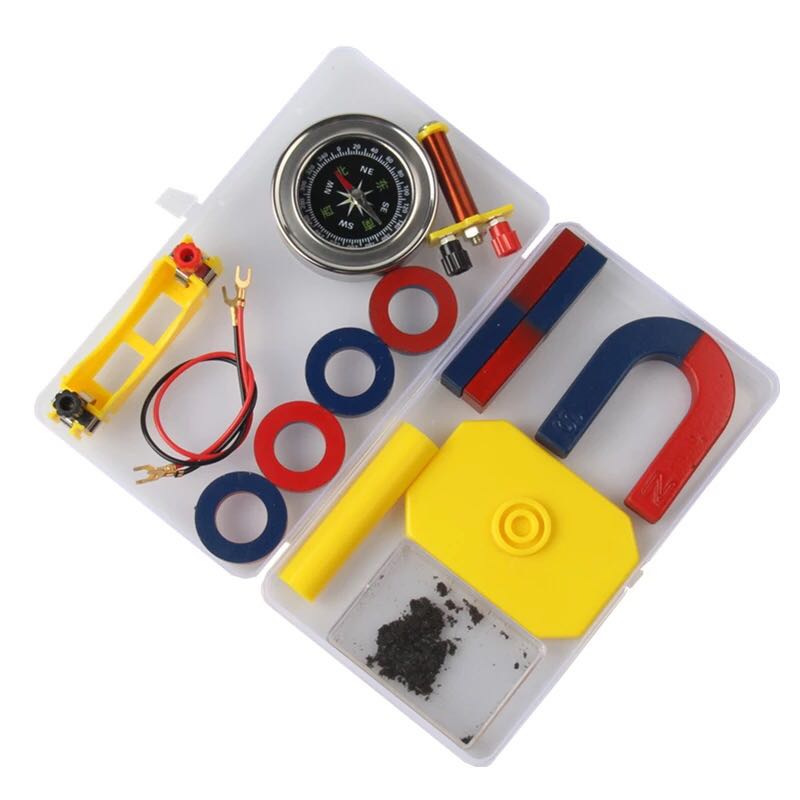 教学磁铁套装条形马蹄形环形赠电磁铁指南针收纳盒幼儿益智玩具