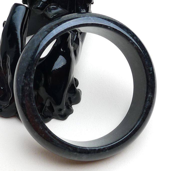 a货翡翠 细糯种黑翡正装手镯 96.12g 内径:59.3mm