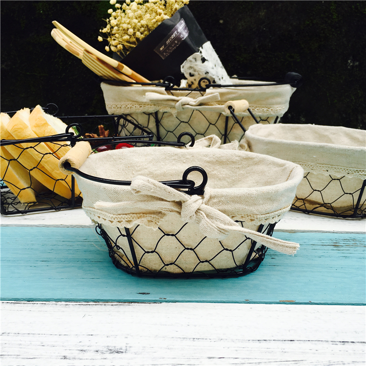 Zakka Iron art Storage basket Fruits Basket Bread Basket Cotton linen Handle Basket Basket Picnic egg Basketin the Tableware , Tableware , Fruit bowl/Fruit plate/Hamper category - from Buy2taobao.com to provide professional Taobao agent buy service