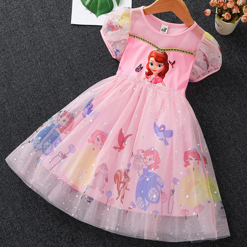 女童苏菲亚公主裙春夏童装儿童蓬蓬纱裙宝宝洋气裙子爱莎连衣裙新
