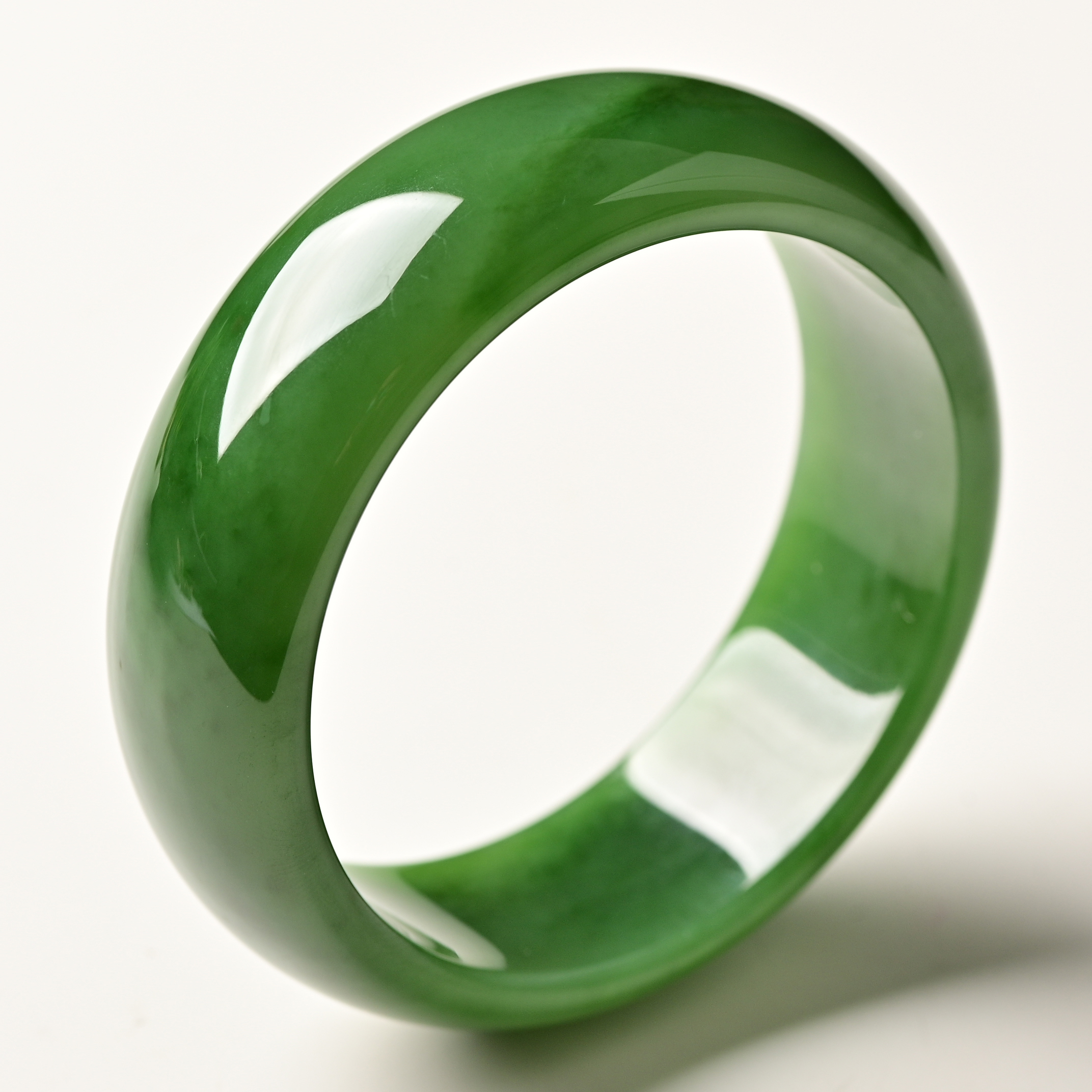 天然和田碧玉手镯子菠菜绿宽版条女款旺夫真器直播间复古风送妈妈