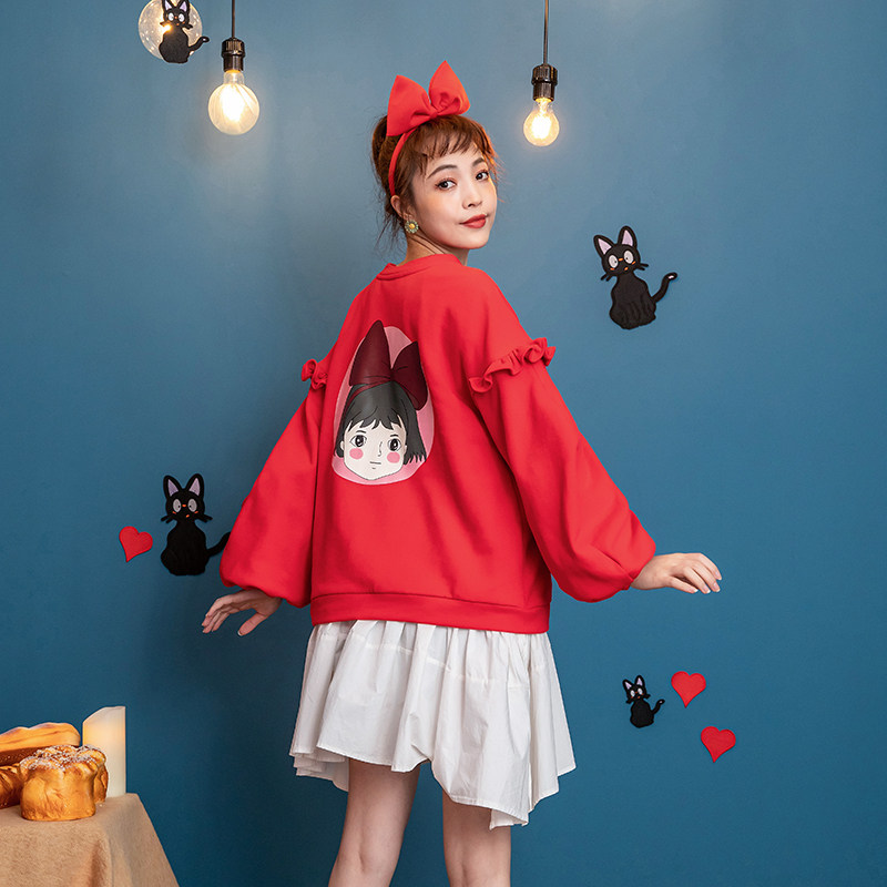 灯笼袖卫衣女 泡泡袖_魔法少女系列卡通印花卫衣女宽松韩版2020秋季