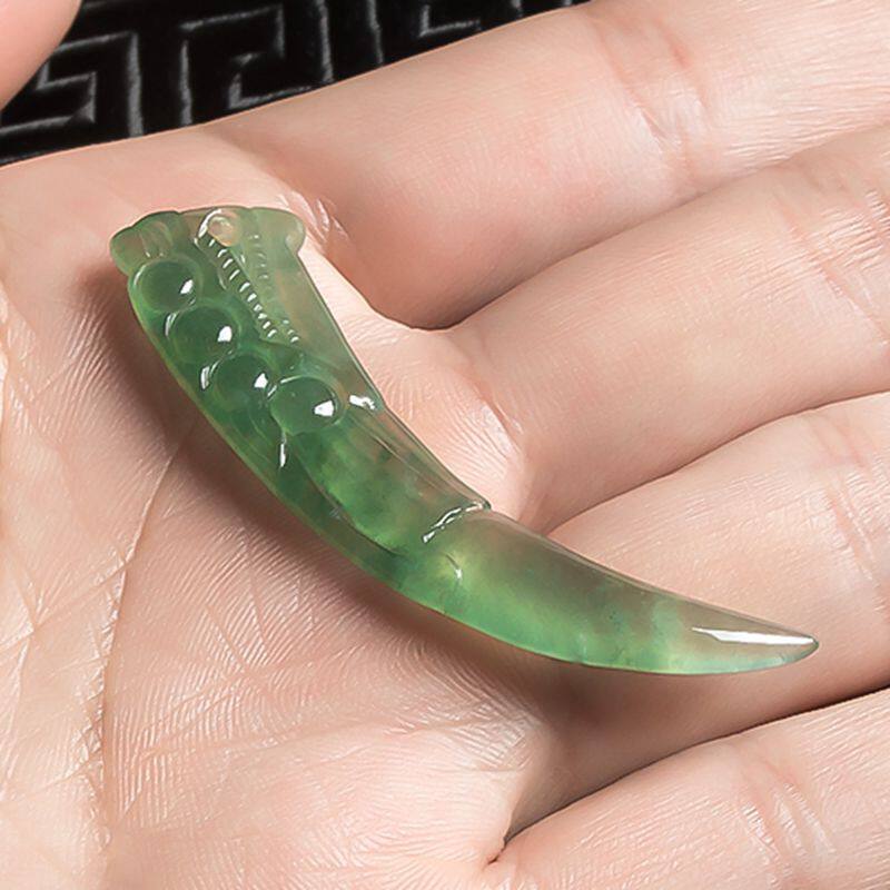 【实物已检】缅甸翡翠老坑冰种浅绿水润龙牙吊坠5.07g