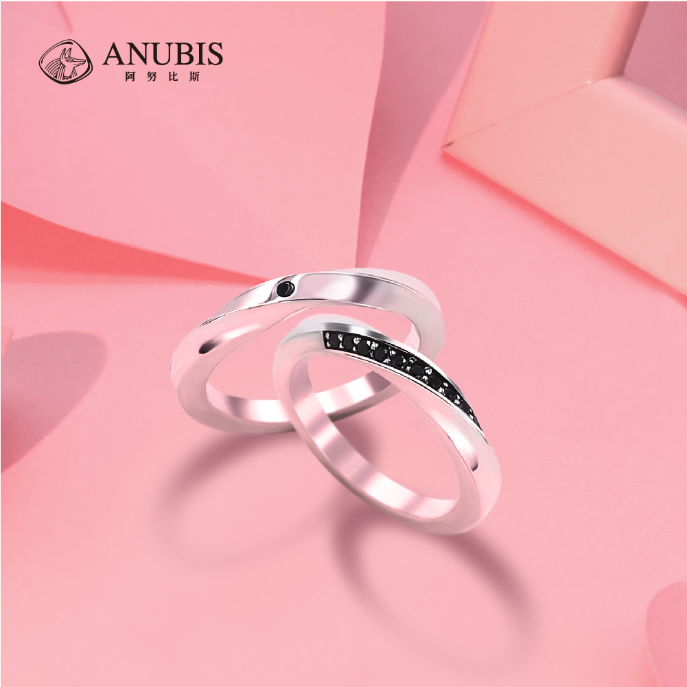 anubis阿努比斯银饰男女对戒情侣戒指925银简约莫比乌斯环戒指