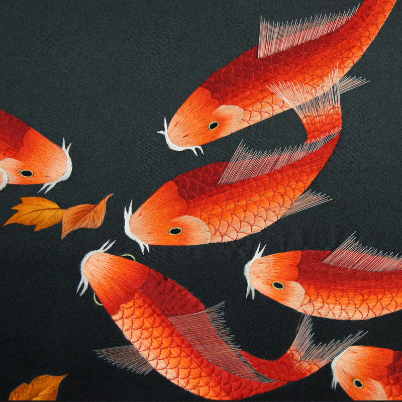 苏绣 新年送礼 《年年有鱼》装饰画