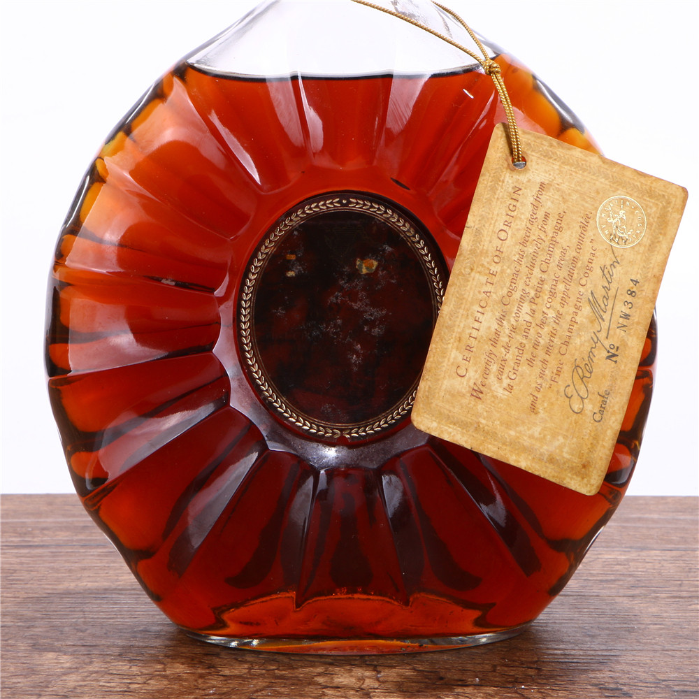 15/80年代2斤装人头马大花xo干邑白兰地40度1000ml老洋酒收藏