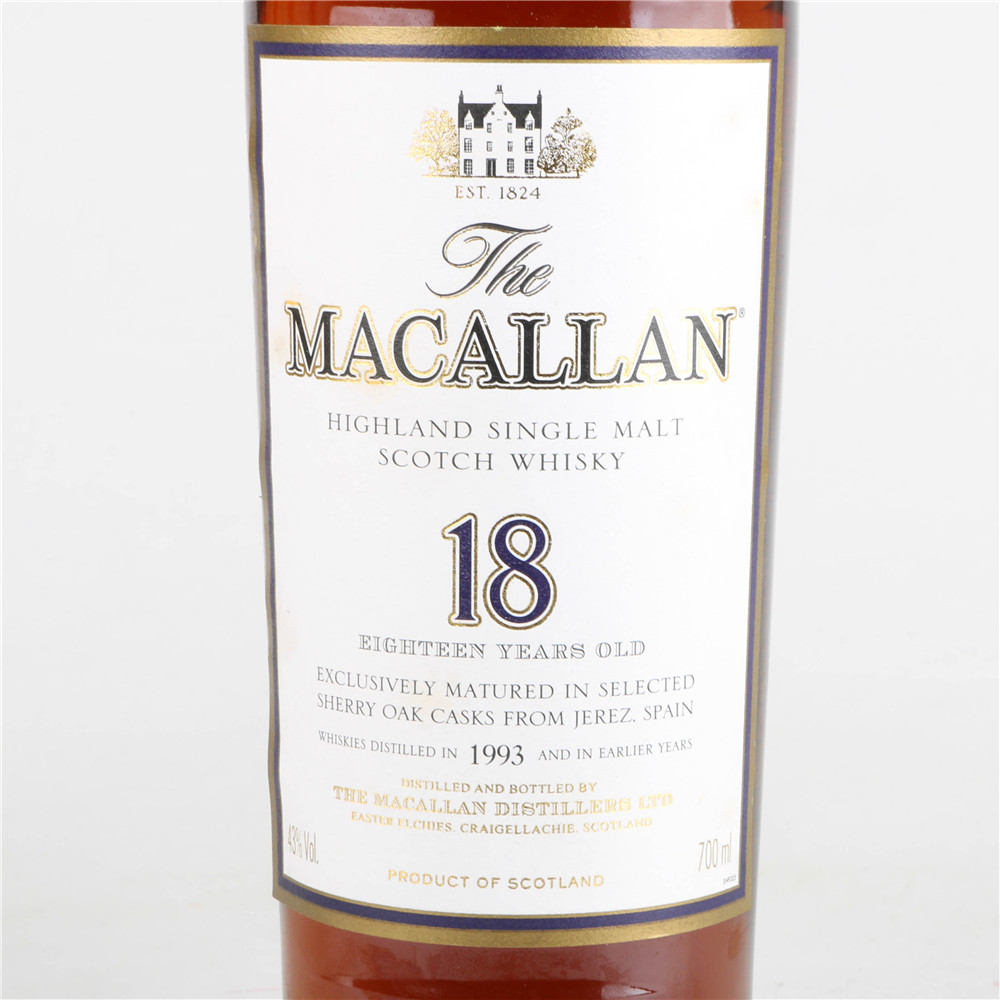 5.1993年麦卡伦18年 单一纯麦威士忌 43度700ml*1瓶