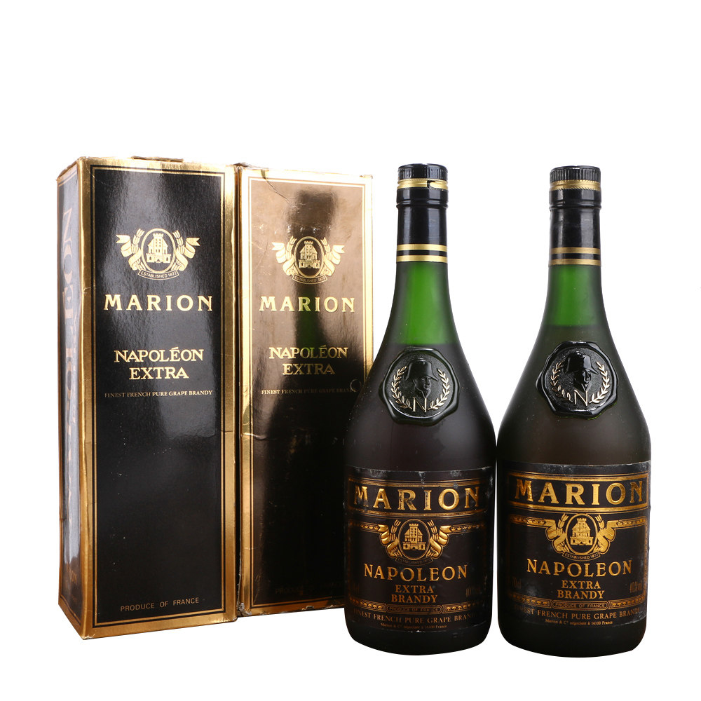 17/80年代法国marion拿破仑extra白兰地40度700ml2瓶老洋酒